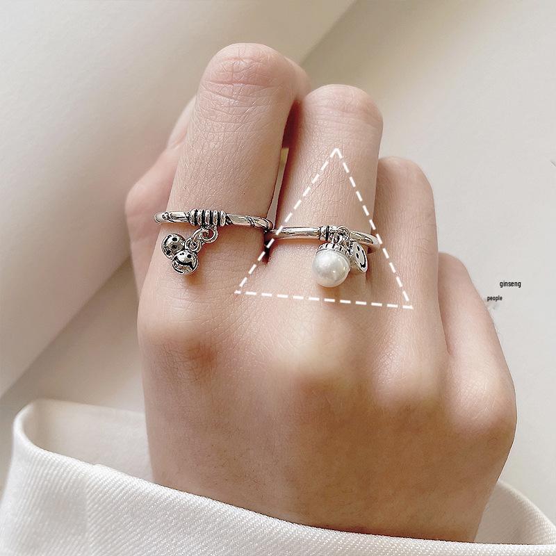 

Женское кольцо из серебра 925 пробы с милым смайликом и жемчужным абакусом - Не тускнеющее, Высококлассный дизайн Adjustable Open