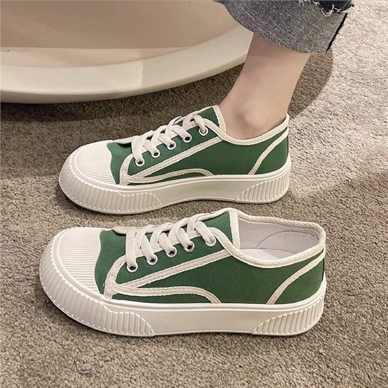 

2025 spring and summer new canvas shoes women s versatile flat-soled white shoes summer breathable student cloth shoes popular women s shoes 40
