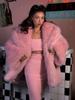 Source Factory Foreign Trade Medium and Long Pink Luxury Imitation Fox Hair Padded Cotton Thickened Environmentally Friendly Fur Jacket