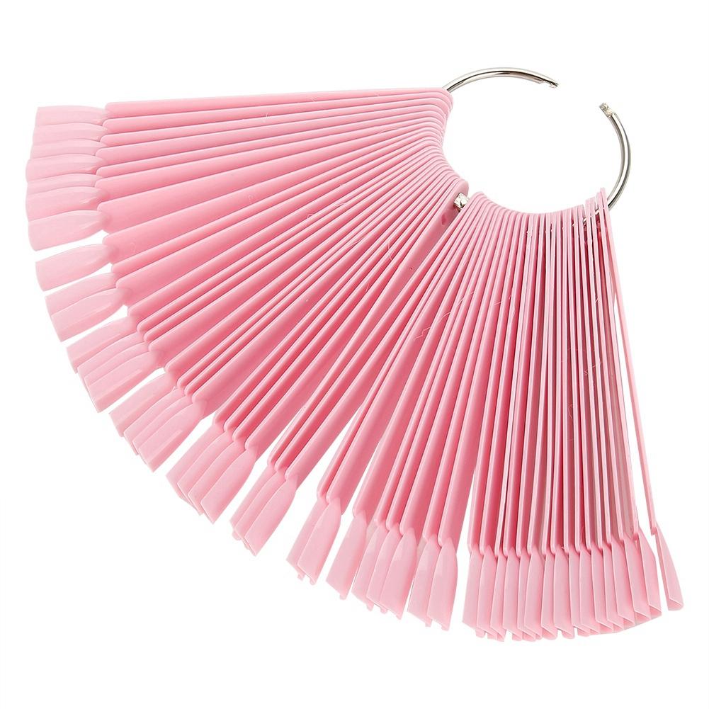 100Pcs Bag Fan False Nail Tip Stick Palette Manicure Polish Gel Display Practice Tools(Pink)