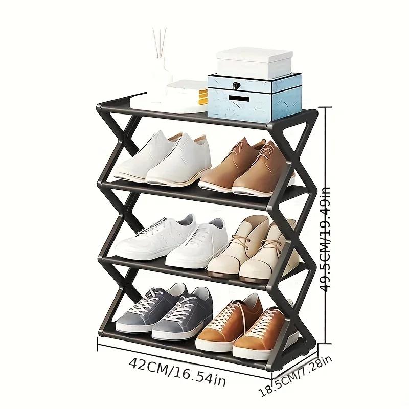 4-Tier Plastic Shoe Rack - Space-Saving, Easy Assembly, Durable Design | Suitable for Entryway and Bedroom|Shoe Storage