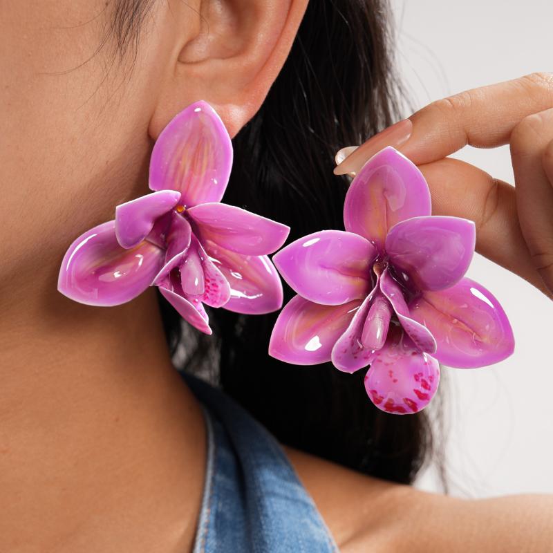 Exaggerated Colorful Large Flower Stud Earrings For Women Boho Petal Earrings Personality Jewelry Accessories Gifts