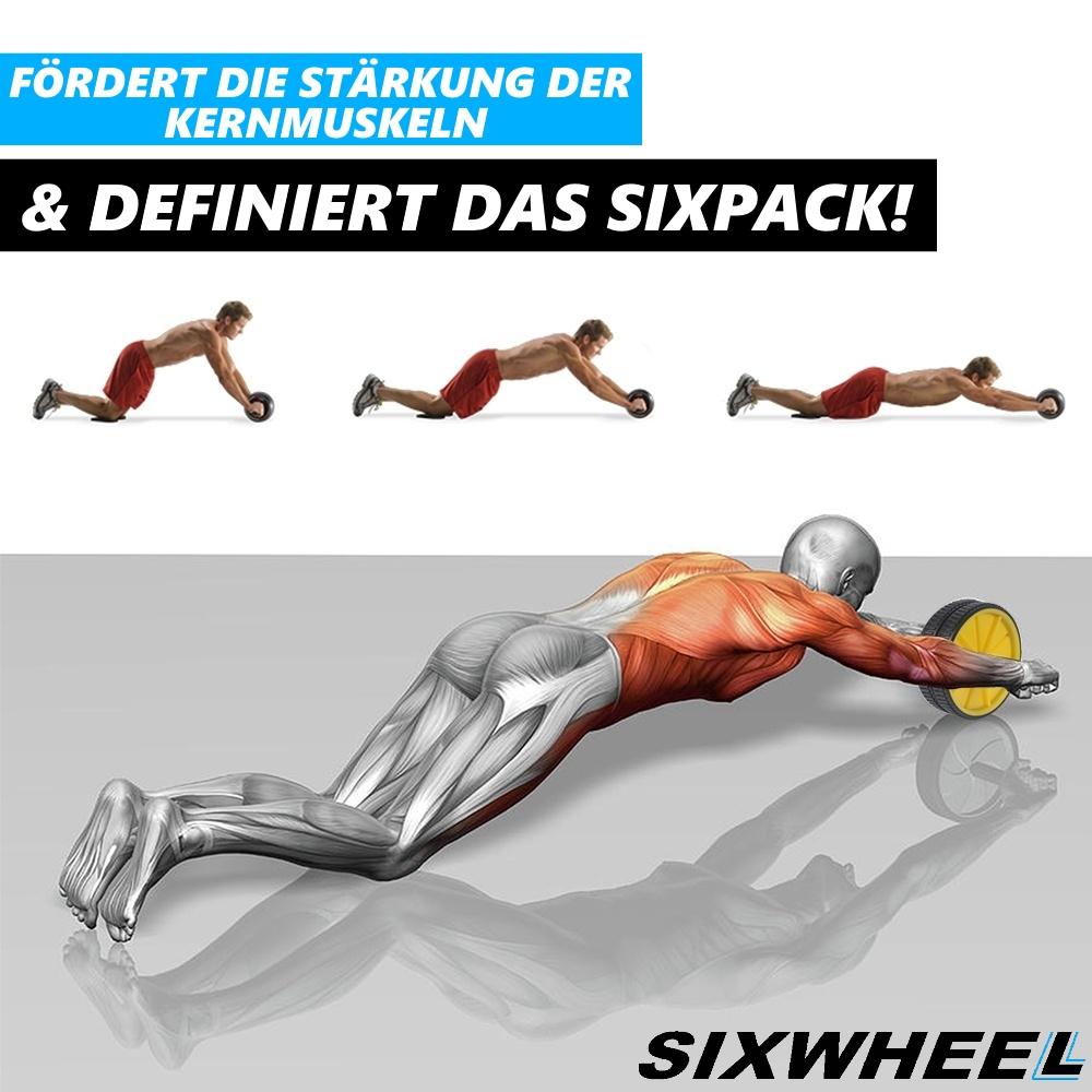 SIXWHEEL Abdominal Roller Abdominal Trainer Abdominal Muscle Trainer AB Roller Incl.. Knee Mat