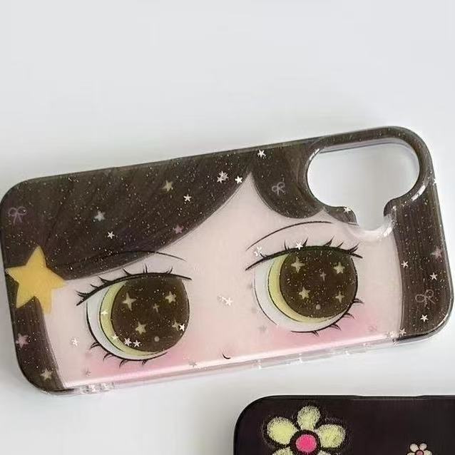 Kawaii Girl Big Eyes Feather Texture Phone Case for Huawei Honor X9d X7d 400 200 X6a X8b X7a X9a X7b Smart Plus Lite Pro 4G 5G