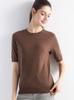 Women's Wool Knit Round Neck Short Sleeve Pullover Top