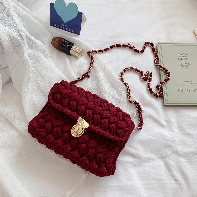 Bolsas de Mão Femininas da Moda Bolsa de Tecido Alça de Crochê Casual Ombro Transversal Clutch