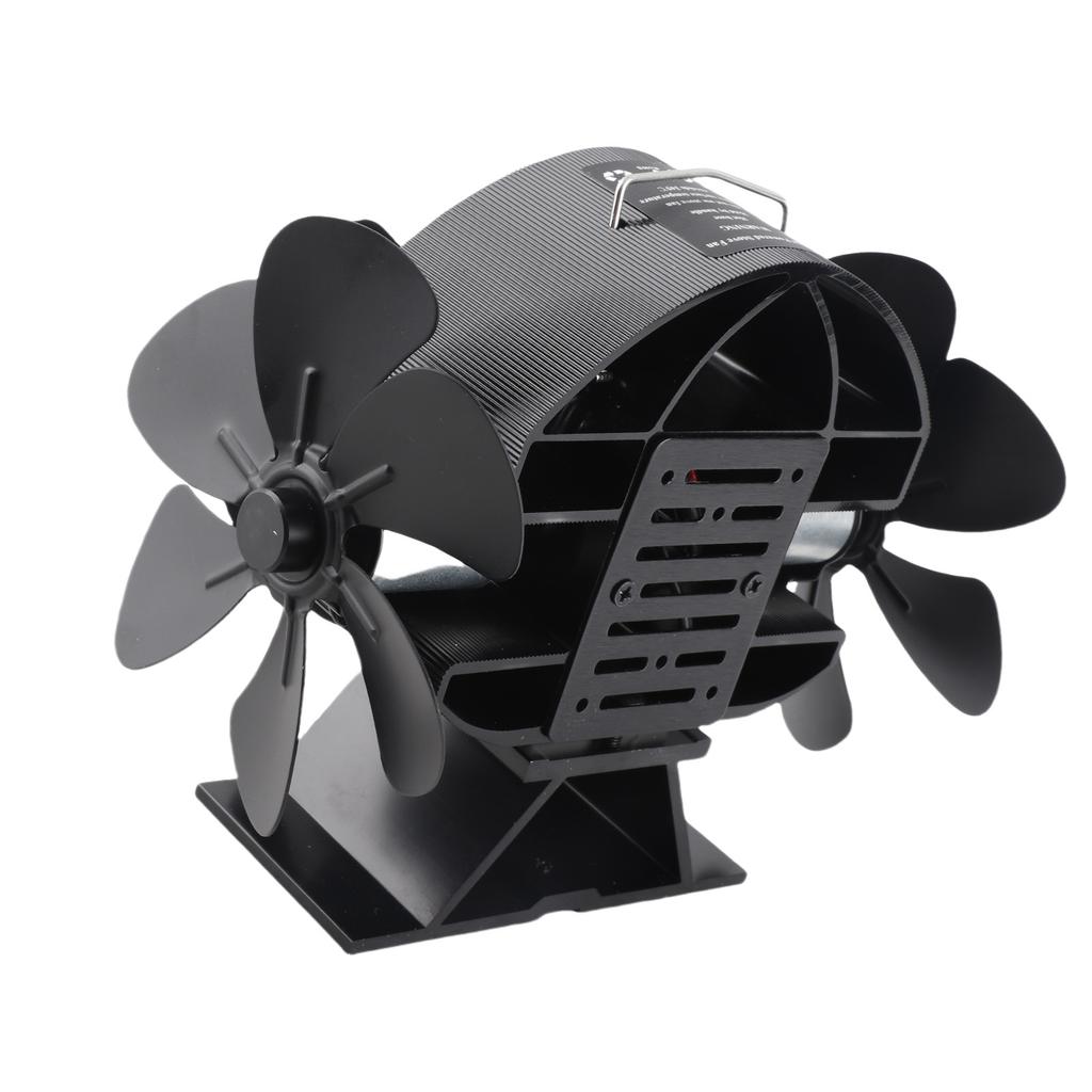 Heat Powered Stove Fan Efficient Airflow Protective Cover Aluminum Stove Fan 270 Degree Blowing 3 Heads With Handle For Gazebos
