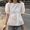 2024 Summer Vintage Womens Shirt Puff Short Sleeve Casual Slim Woman Blouses Cotton White Shirts Tops Female Blusa Mujer 14375