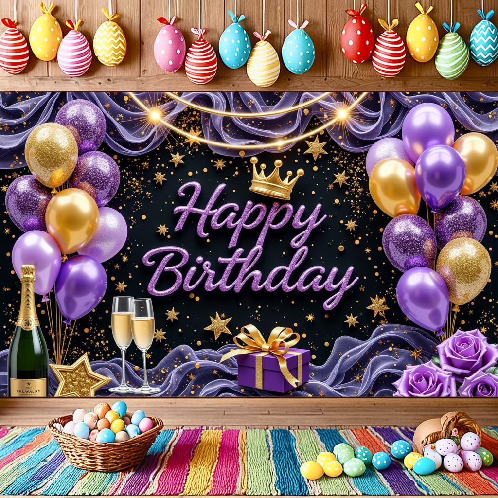 DecorativeCreative Reusable Birthday Banner Luxury Birthday Banner Anniversary Banner for Party Decoration Gift Decoration