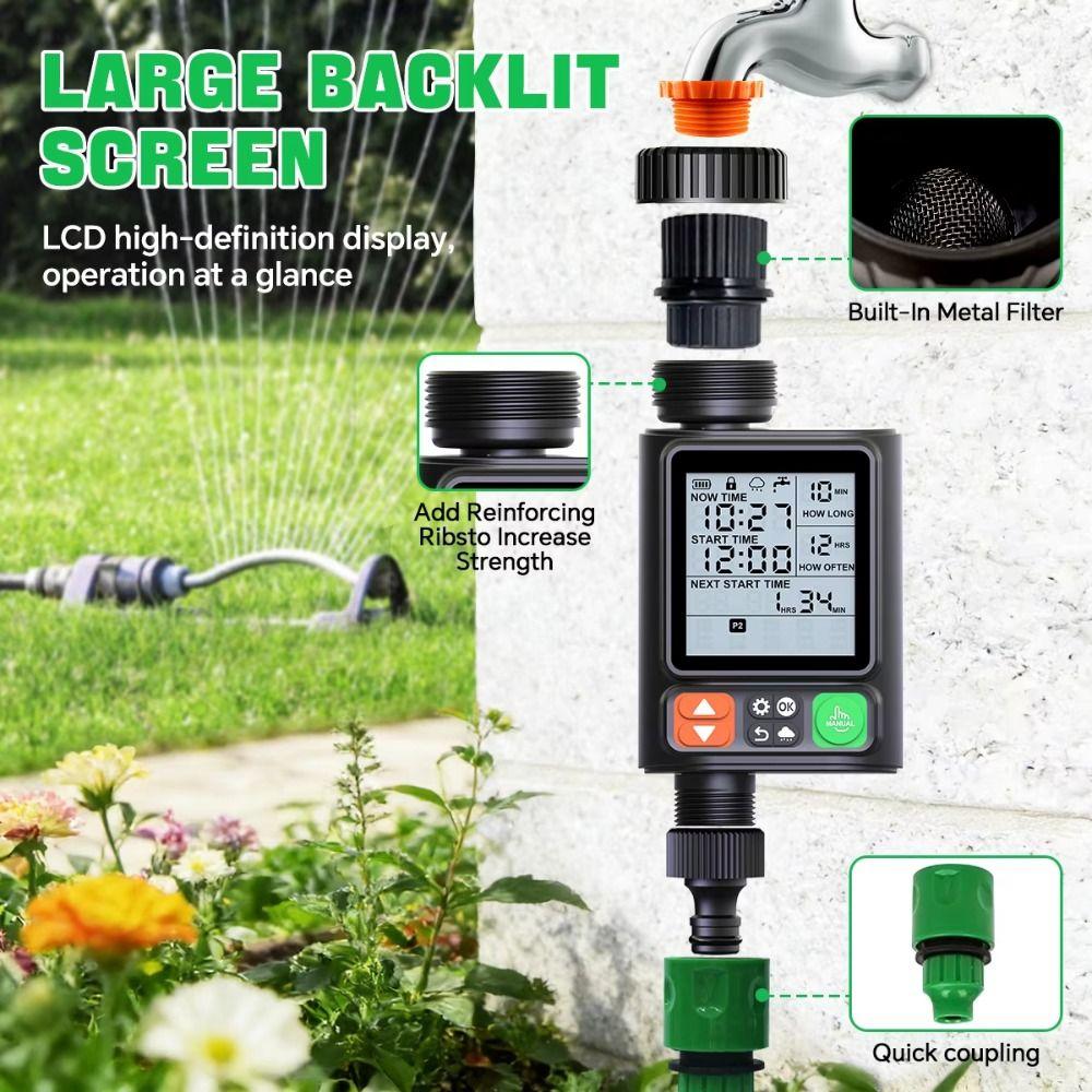 LCD Display Digital Water Flow Meter IPX5 Waterproof Electronic Water Meter  Garden Irrigation