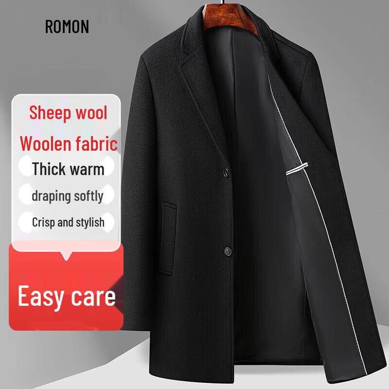 

Romon Men s Mid-length Wool Blend Overcoat 170