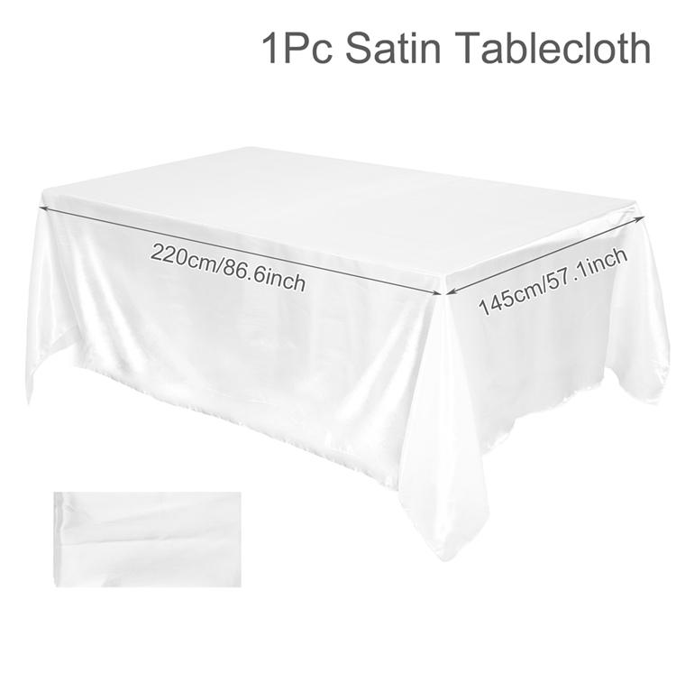 Satin Tablecloth For Wedding 145x220cm Bright Smooth Silk Table Cover for Wedding Banquet Anniversary Dining Table Decor
