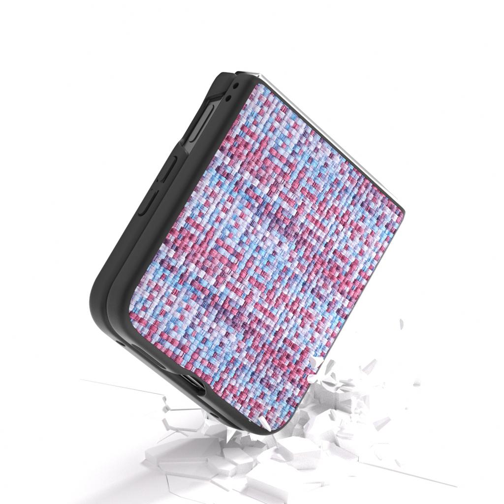 For Xiaomi Mix Flip 5G Case Leather+PC Phone Cover Plaid Texture