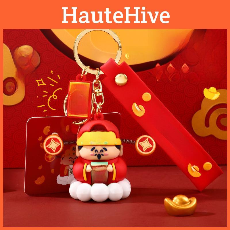 Cute Lucky Fortune God Keychain Cartoon Pvc Zinc Alloy Bag Pendant Gift Idea