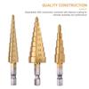 HSS 4PCS Titanium Step Drill Bit Set High Speed Steel Drill Bits Set with Automatic Center Punch