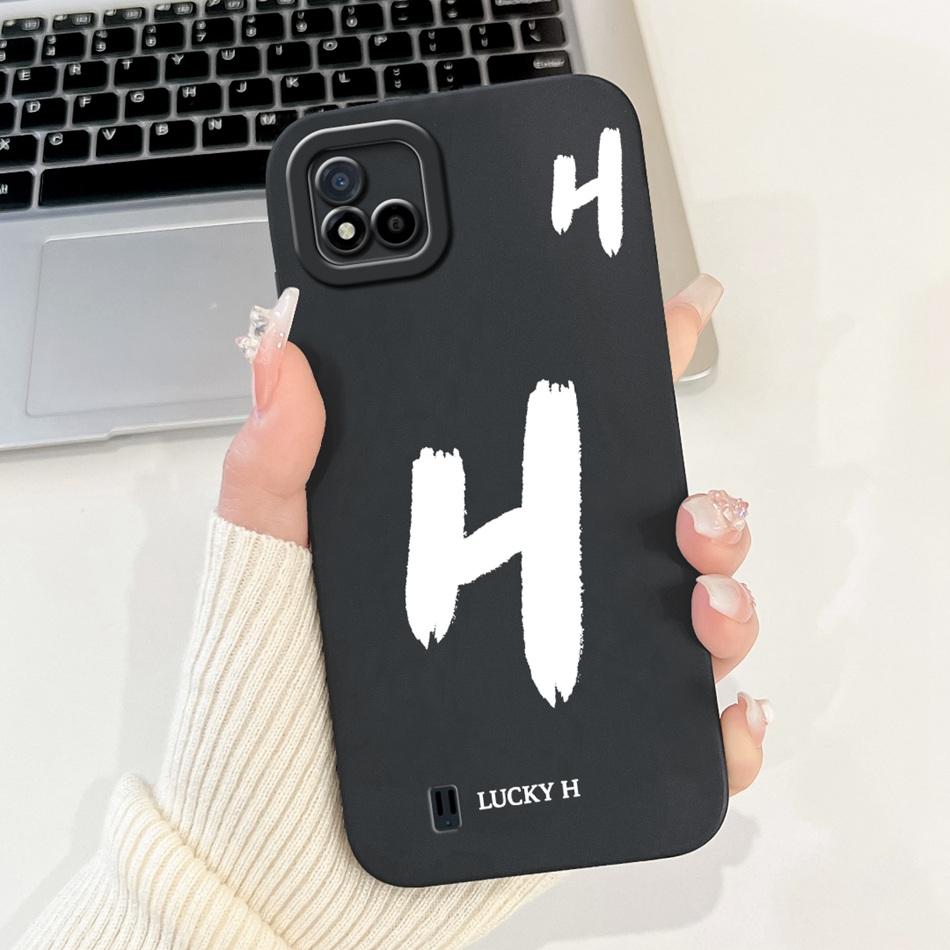 For Realme C11 (2021) Lucky Initial Letter Phone Case For Realme C11 2021 2020 RMX3231 RMX2185 Soft Silicone Shockproof Cases