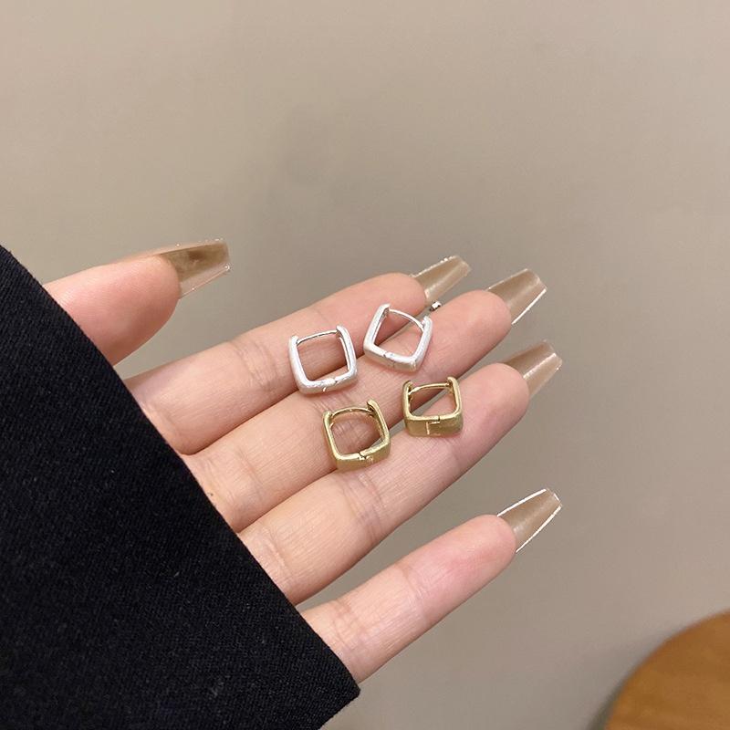 Unique And Trendy Geometric Copper Earrings With Sandblasted Finish