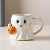 600ML Cute Ghost Water Cup Halloween Pumpkin Ghost Face Ceramic Mug Couple Afternoon Tea Coffee Cup Drinking Set Halloween Gifts