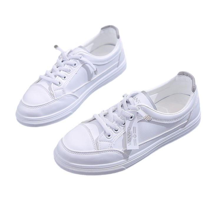 2025 Sommer vielseitige beliebte kleine weiße Damenschuhe Frühling und Sommer neue lässige flache Grundplatten-Schuhe ins Sportschuhe weiß
