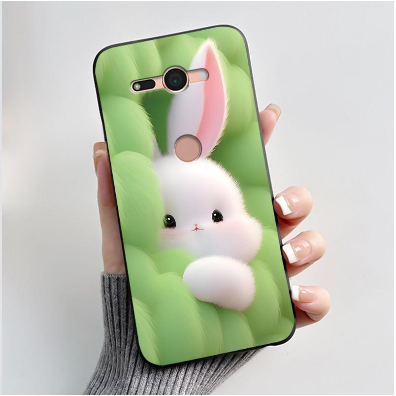 

Cute Black Case Phone Case For Sony Xperia XZ2 Compact/SO-05K Protective Shockproof Soft Cover Lovely Fluffy White Bunny Xperia XZ2 Compact