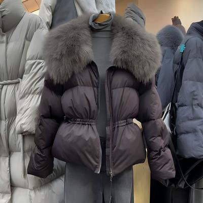 Fox Fur Lapel Down Jacket Women's Winter Loose Waist Down Jacket