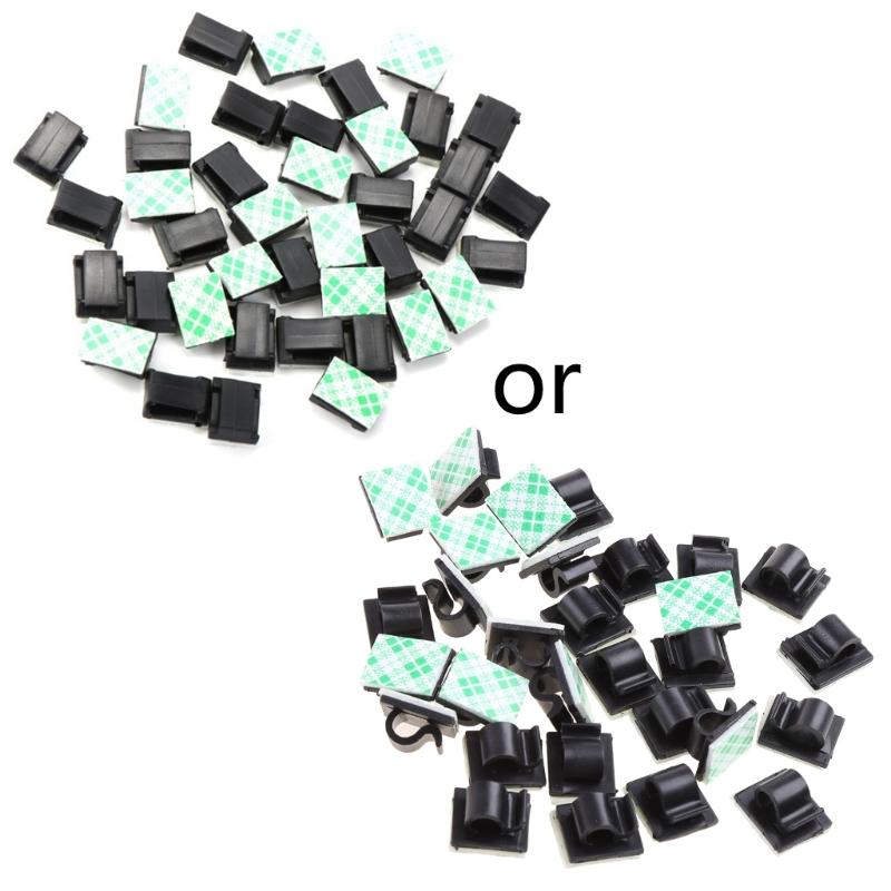 30pcs Black Adjustable Cable Clips Desktop Cable Management Cord Organizer Wall Clip for TV PC Laptop Ethernet Cable