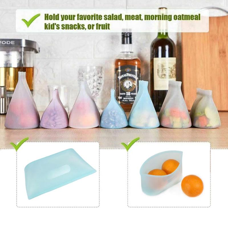 Silicone Fresh-keeping Food Storage Bag Reusable Storage Bags Leak Proof Freezer Silicone Lock Bags Kitchen Ziplock Lock Bag
