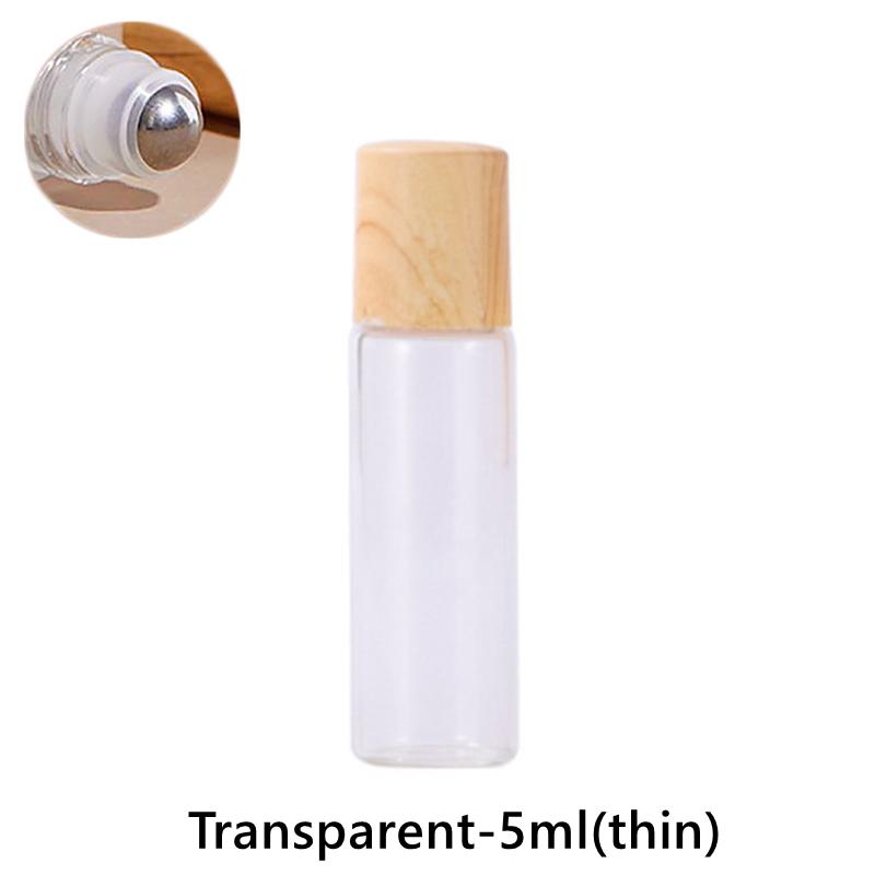 1/2/3/5/10Ml Cosmetic Container Roll On Glass Bottles For Essential Oil Empty Perfume Bottle Refillable Container With Wood Lid