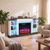 Electric Fireplace TV Stand 138cm, LED Strips, Adjustable Flame Effect, 6 Shelves, Entertainment Center Console Table