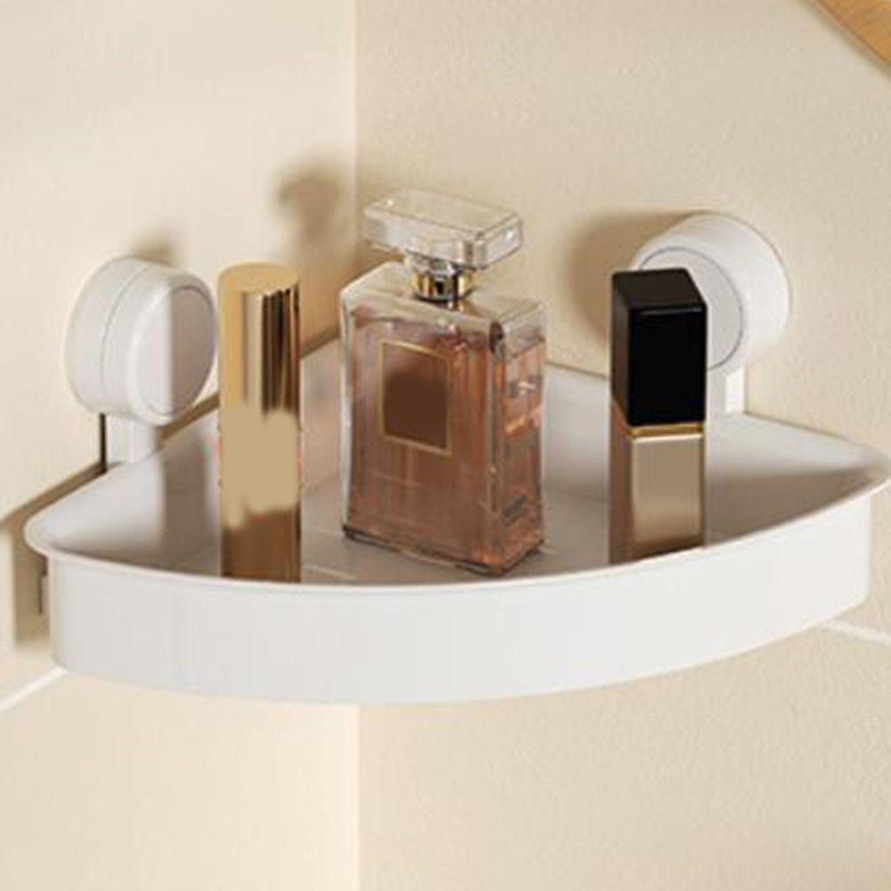 Plastic Suction Shower Basket Wall Mounted Detachable Corner Storage Rack Waterproof Powerful Triangle Storage Shelf for Home