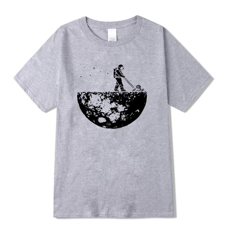 2025 New Summer Men's T-Shirt High Quality Fun Moon Cleaner Printed Casual Cotton Loose O-Neck Soft Breathable Short Sleeves