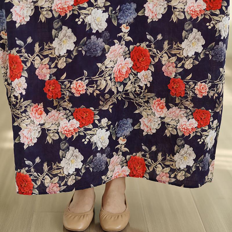 DIMANAF New 2026 Women Plus Size Summer Beach Long Dress Cotton Loose Oversize Casual Lady Maxi Vintage Print Sundress