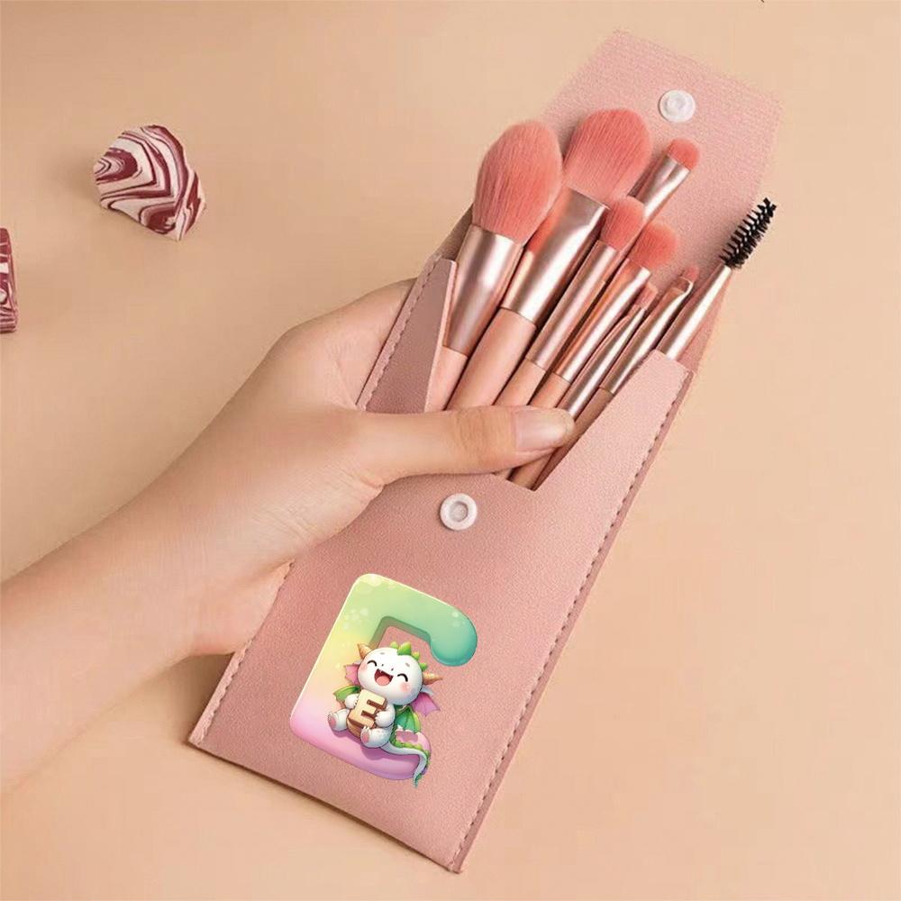 8pcs Pink Professional Makeup Brushes Set Soft Synthetic Bristles With Travel Case For Blush&Eyeshadow Cartoon Animal Pattern