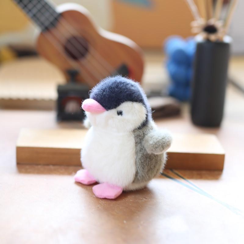 

Charming Grey Black Penguin Plush Keychain Kids Bookbag Accessory Gift серый