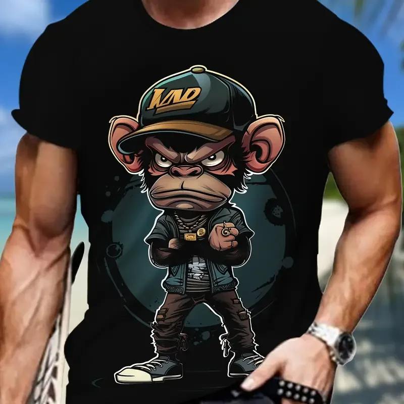 Gorilla Print Oversized T-Shirt For Men Women T-Shirt 3d Monkey Print Short Sleeved Street Hip-Hop Men Clothing New Tees