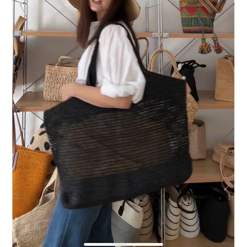 

Minimalist Fashion Large Capacity Raffia Tote Handmade Crocheted Straw Bag Vacation Travel Shoulder Bag Beach Bag