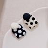 Korean Fashion Sweet Design Black /White Cute Square Polka Dot Stud Earrings for Women's Simple Unique Temperament Party Gifts