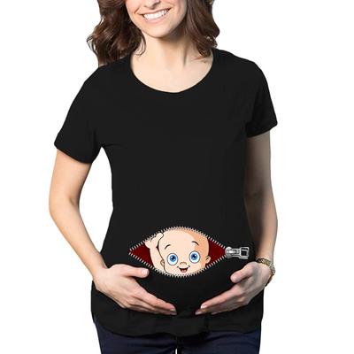 Reißverschluss Baby Lade Frauen Schwanger Lustiges T-Shirt Mädchen Mutterschaft Schwangerschaftsankündigung Shirt Mama Kleidung.Png