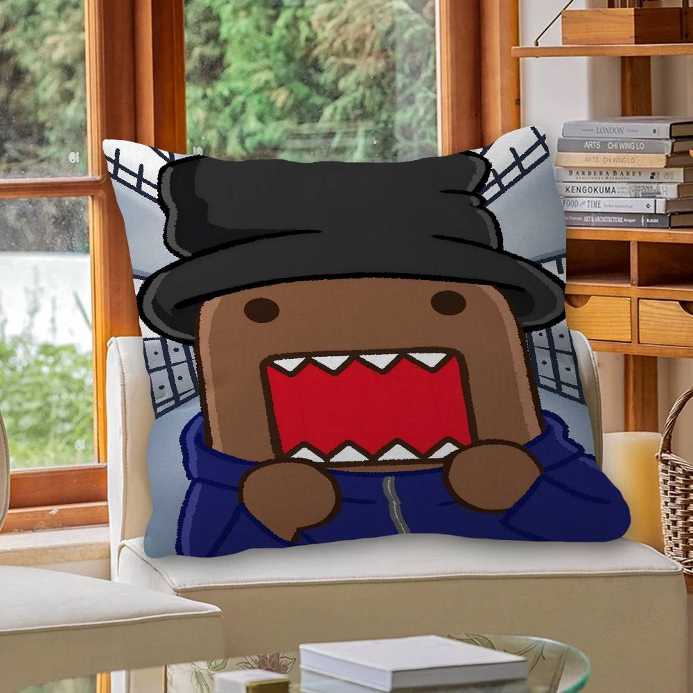 Cute Domo-Kun Maple Design Cushion Cover Happy Autumn Harvest Decor Holiday Decorati Pillow Cover