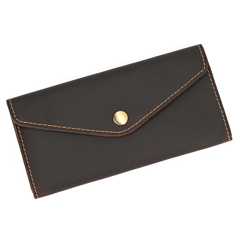 Vintage Genuine Leather Clip Purse For Men Women Leather Phone Pouch Wallet Simple Style Retro Female Male Slim Purse Wallets