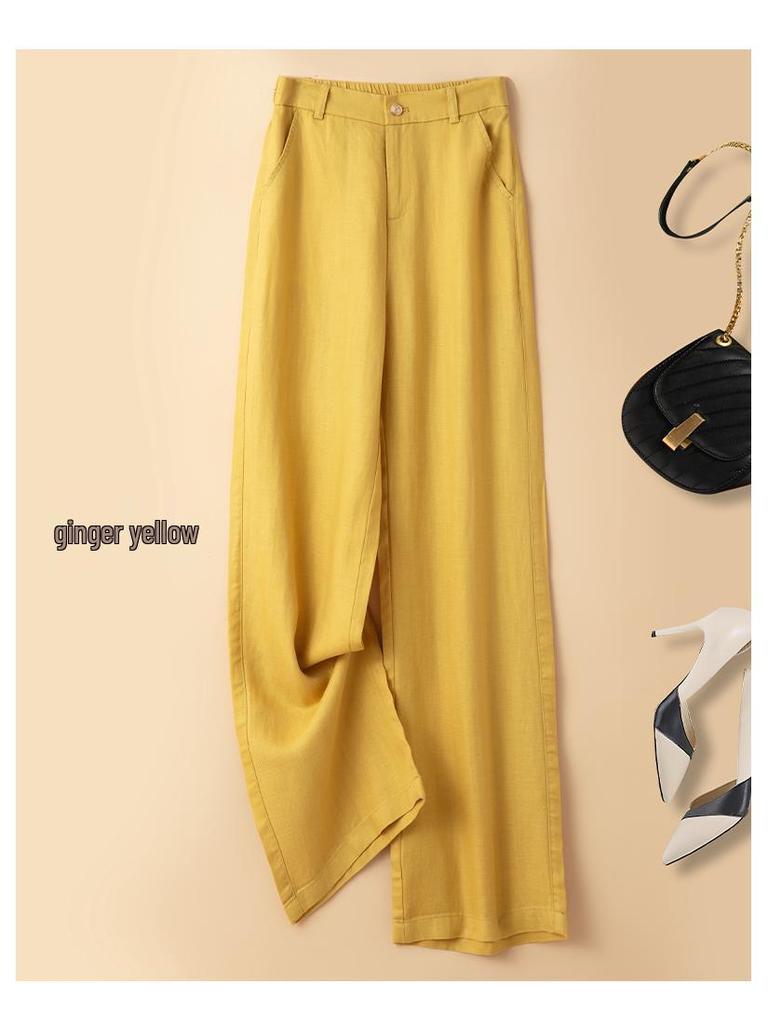 Women's 2026 Summer Tencel Linen High-Waist Anti-Wrinkle Wide-Leg Pants
