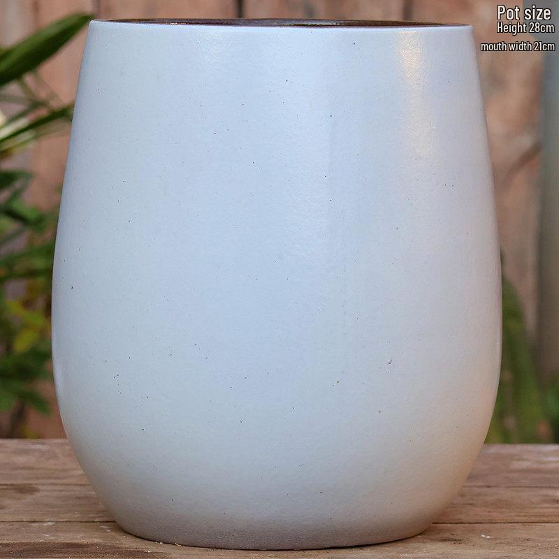 Extra Large White Ceramic Pot: European Style Succulent and Flower Pot for Courtyard Landscaping with Rough Texture and Large Caliber.