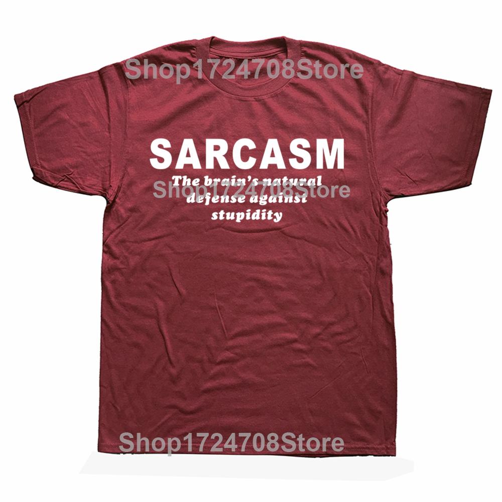 New Summer Style Sarcasm Brains Natural Defense Against Stupidity Tshirt Funny T Shirt Men Short Sleeve Humor Top Tees