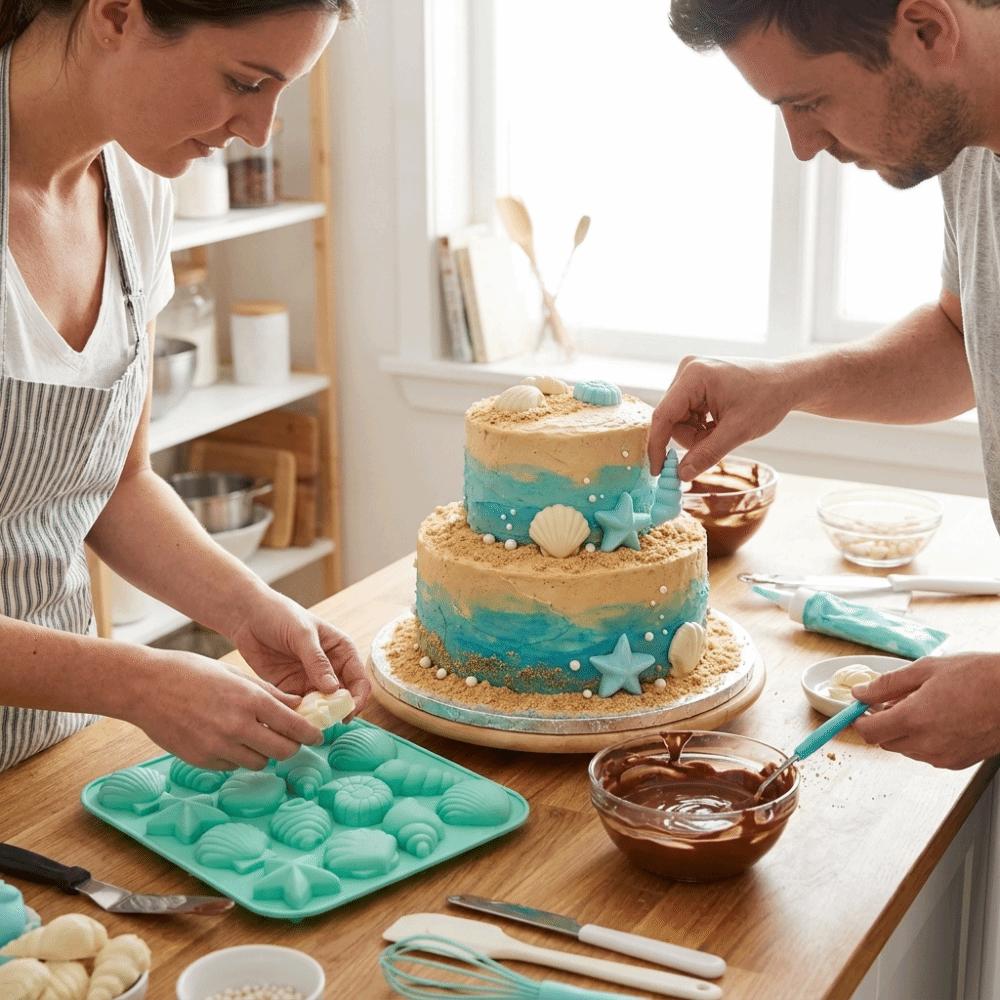 Seestern-Form Silikon-Schokoladenform 16 Fächer Eiswürfelform Kuchen-Dekorationsform Haushalt