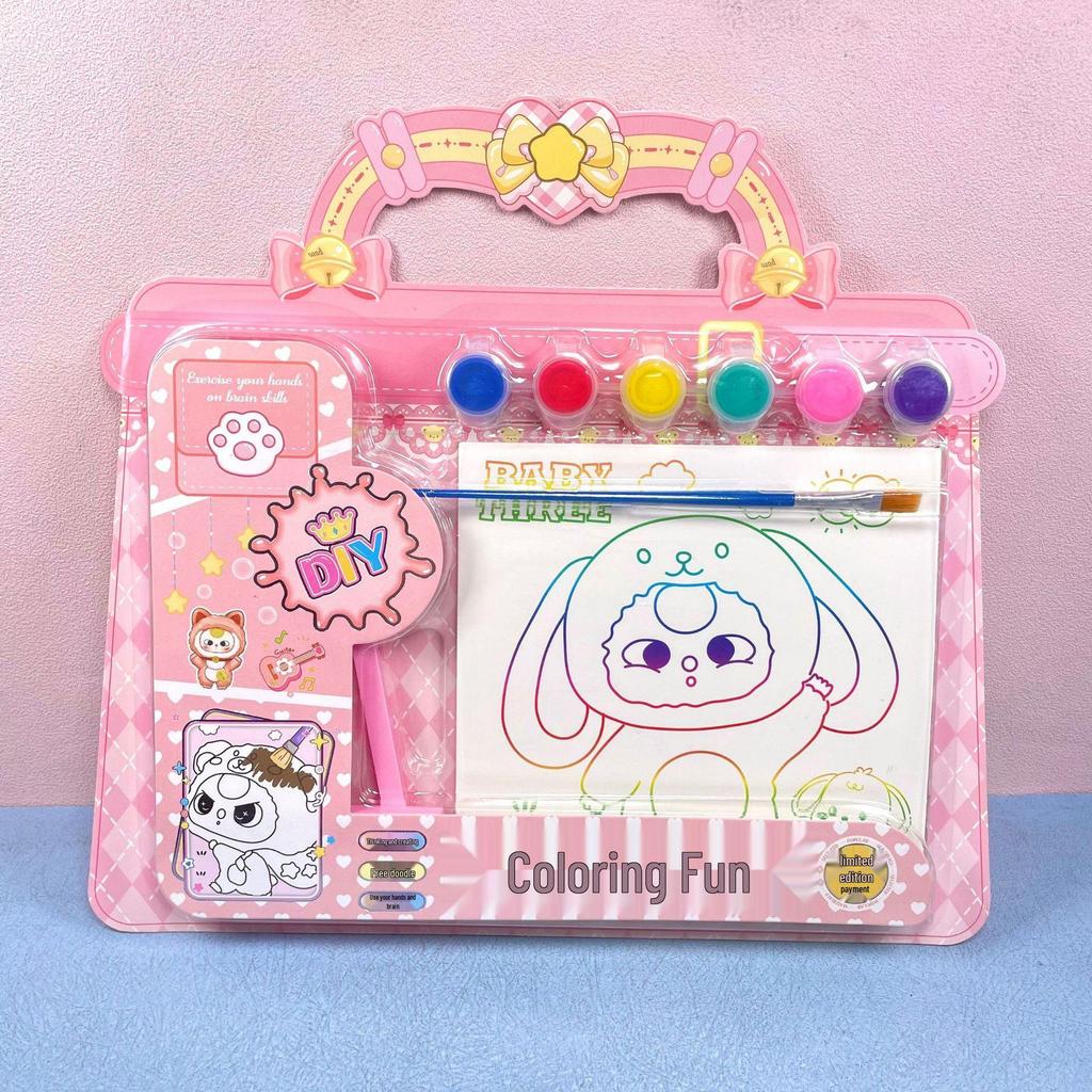 Kids' Cute Colorful Acrylic Paint Set with Easel - Fun DIY Art Gift
