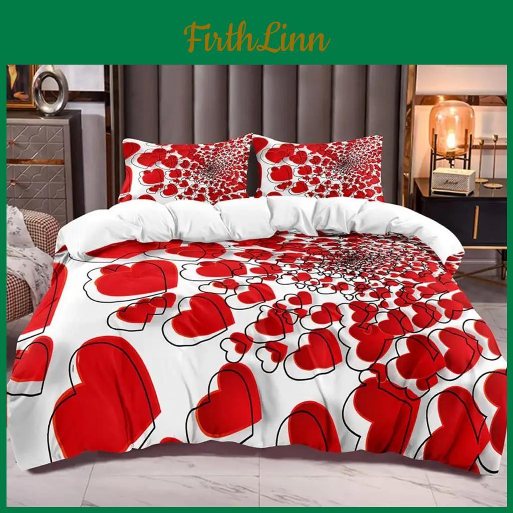 Love Set Simple Heart Bedding Plaid Duvet Cover 200x200 Pillowcase Single Double Queen King Nordic Couple Bed Cover Bedclothes
