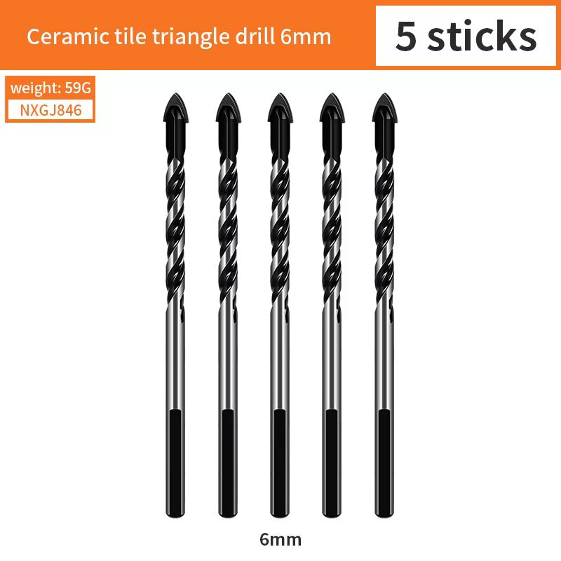 Newshark Tile Triangle Drill Bit Set Multifunctional Metal Drill Kit Ceramic Concrete Brick Punching Hole Drill Bits 6 8 10 12mm