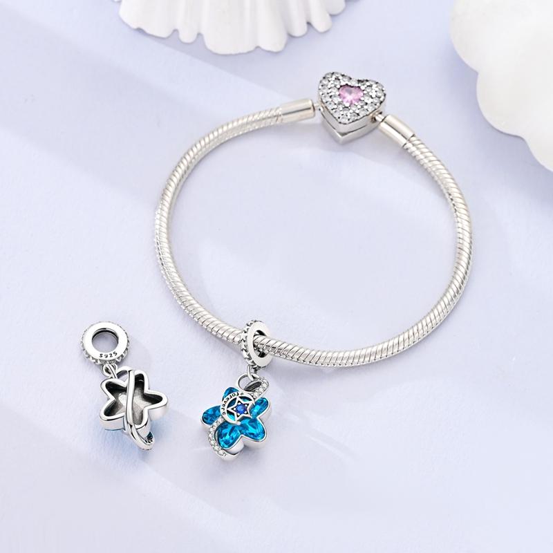 Charms Copper Ocean Element Blue Stars Flower Pendants Fit Charms Plata Original Bracelet Beads Women Jewellery Making