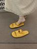 Niche yellow suede with skirt French small cool slippers fairy shoes outer wear 2025 summer with skirt sandals