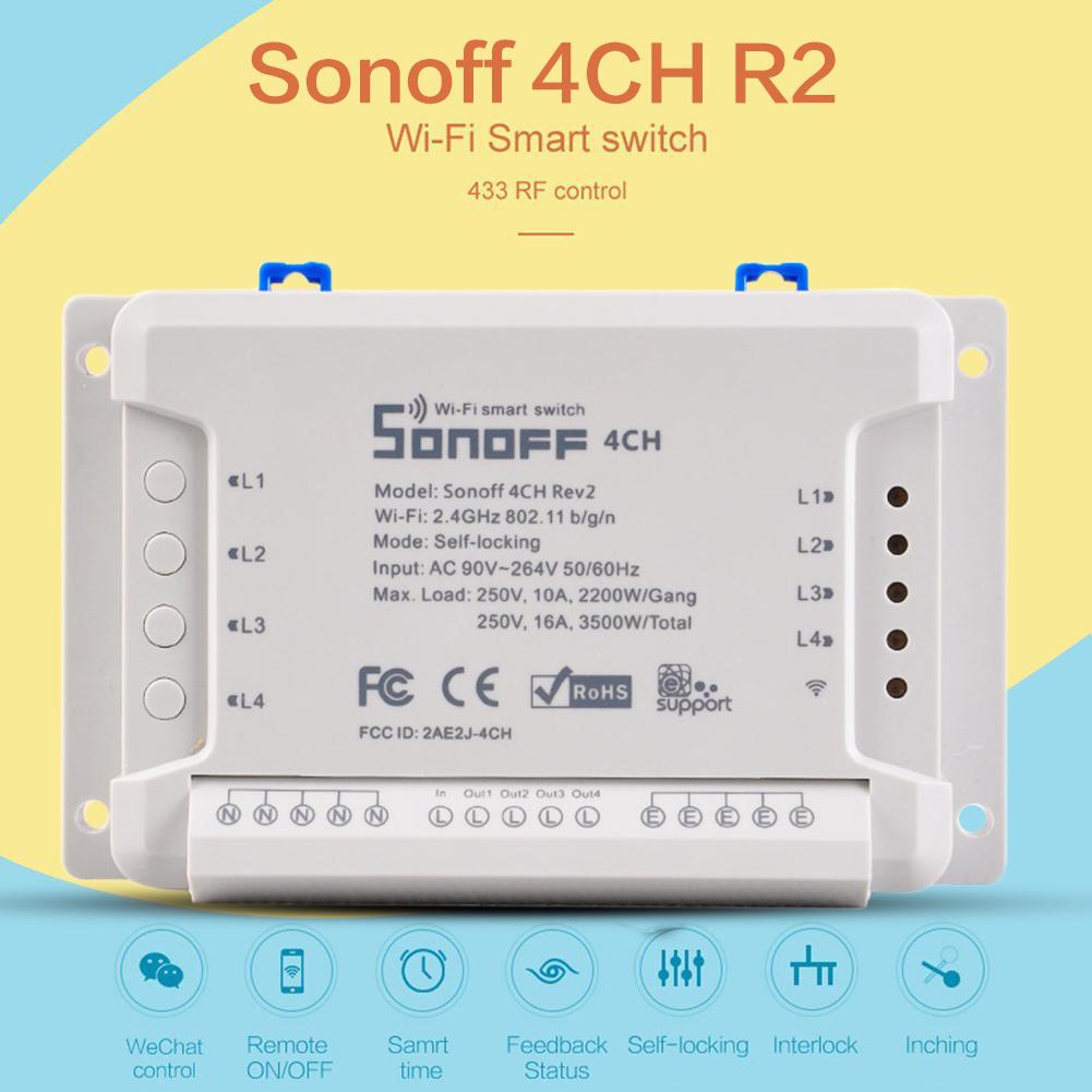Buy Sonoff 4CH Pro R2 4 Gang Inching Self-Locking Interlock WiFi RF ...